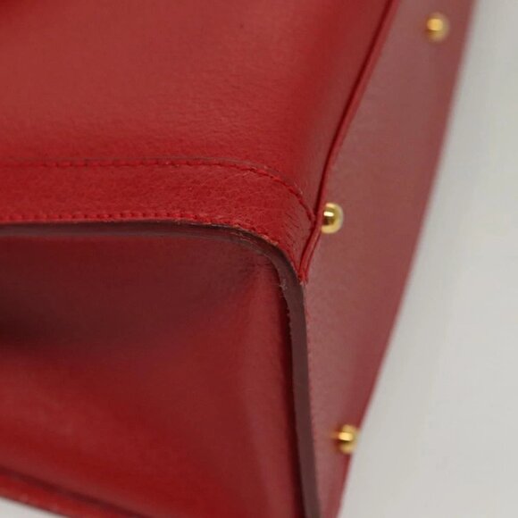 GUCCI Bamboo Hand Bag Leather Red Gold 002 2865 0260 Auth ep10194 - Picture 11 of 15